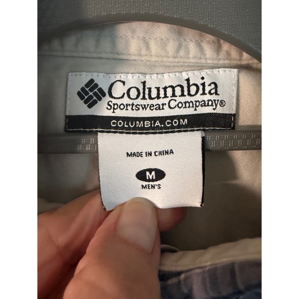 Columbia Mens Plaid Long Sleeve Button Down Shirt Blue Grey Medium Outdoor Work - Picture 7 of 11
